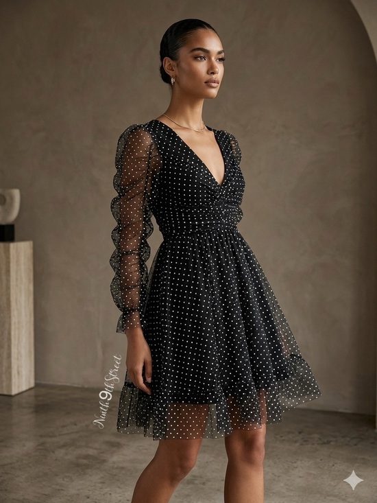 Zimmermann Dresses & Skirts - Zimmermann Ruched Flocked Polka-Dot Tulle Mini Dress Black Size 0 Small US4 NWT